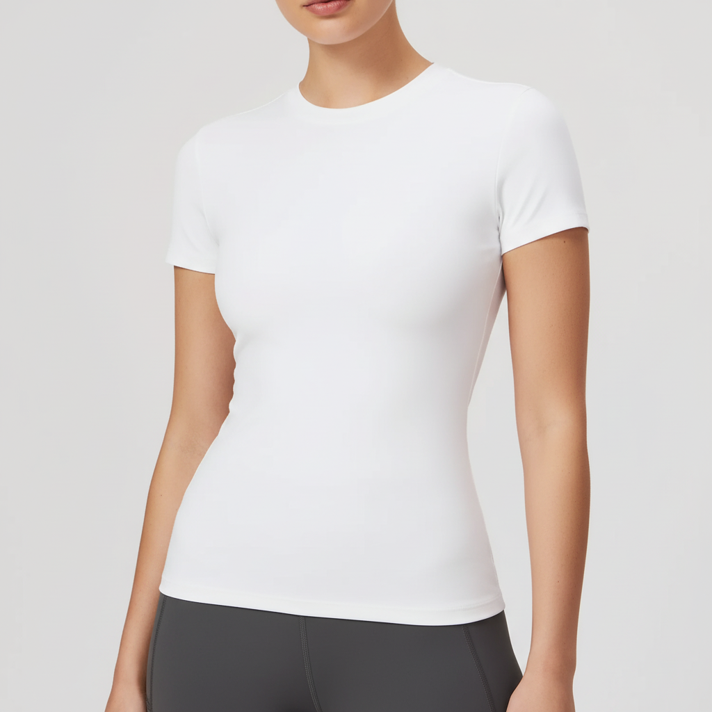 Women's slim-fit short sleeve active top breathable knit stretch