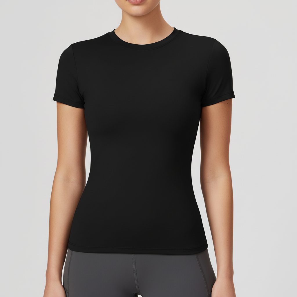 Women's slim-fit short sleeve active top breathable knit stretch