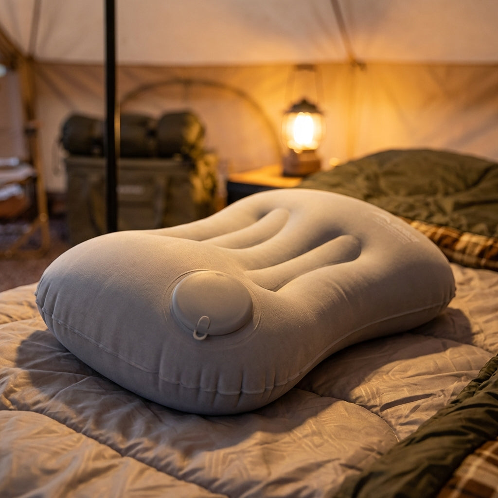 Inflatable travel pillow with neck and lumbar support ultralight design