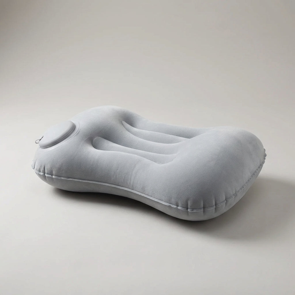 Inflatable travel pillow with neck and lumbar support ultralight design
