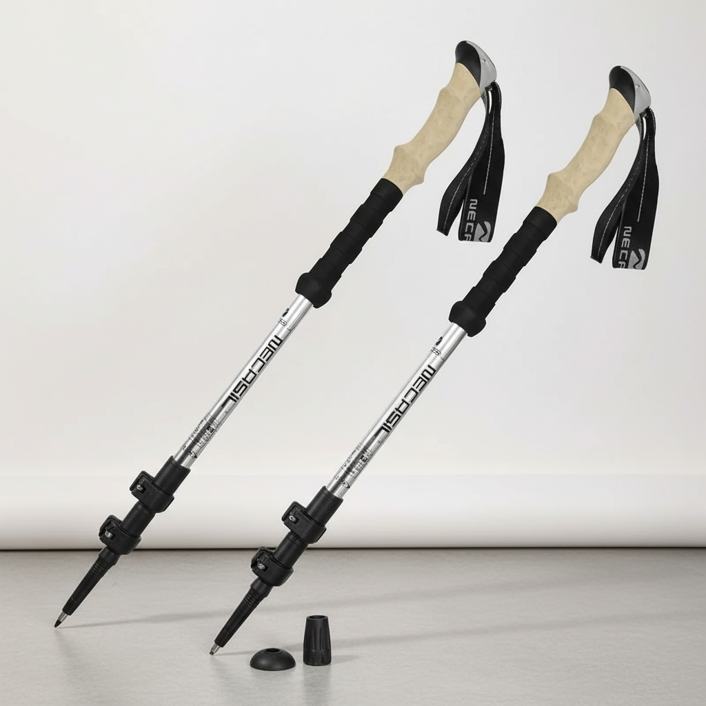 Ultralight trekking poles with telescopic design and quick-lock adjustment