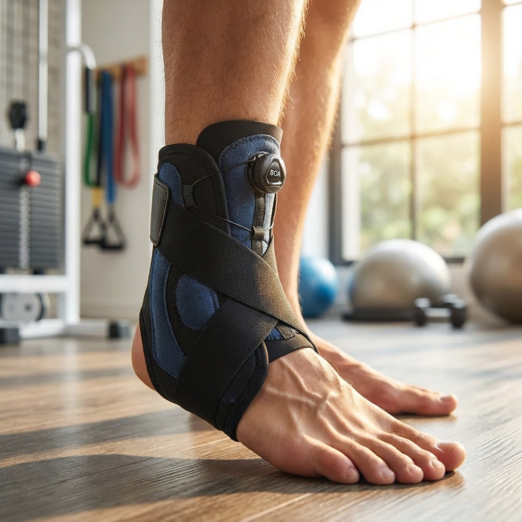 Ankle support wrap with adjustable compression and cross straps
