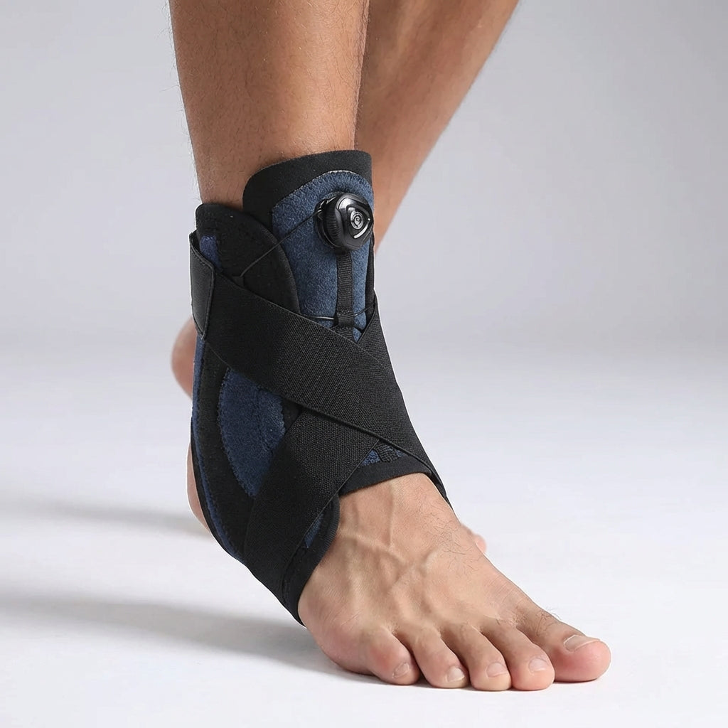 Ankle support wrap with adjustable compression and cross straps