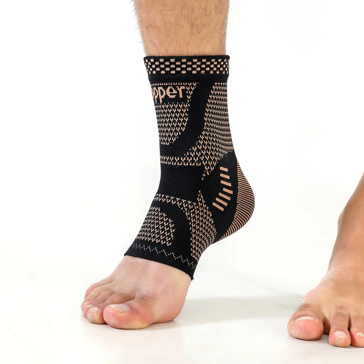 Compression ankle support sleeve with targeted pain relief and breathable zones
