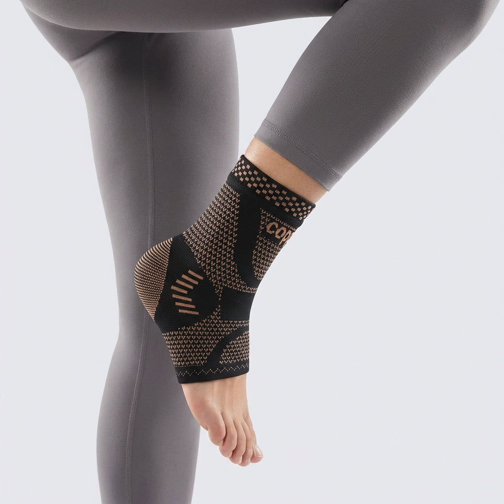 Compression ankle support sleeve with targeted pain relief and breathable zones