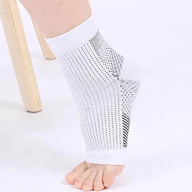 Breathable ankle compression sleeve with open toe design for foot support