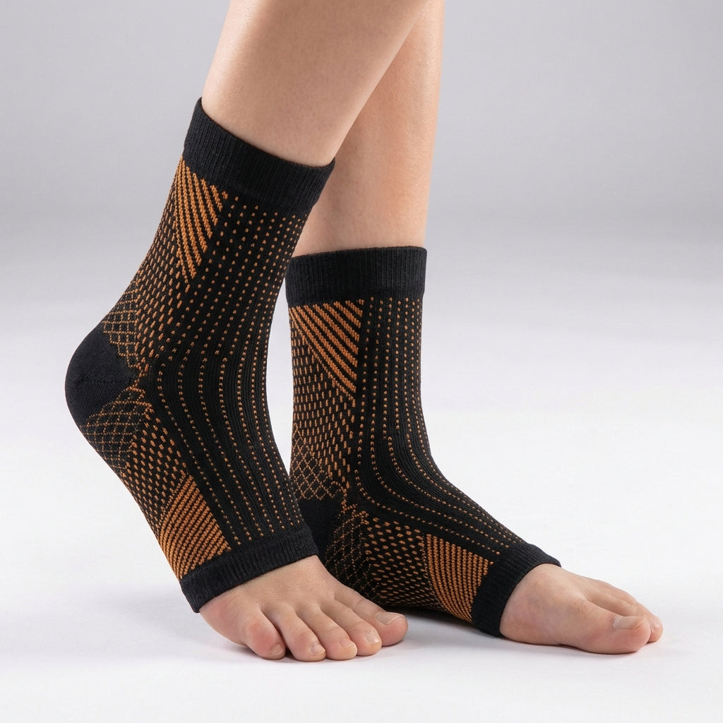 Breathable ankle compression sleeve with open toe design for foot support
