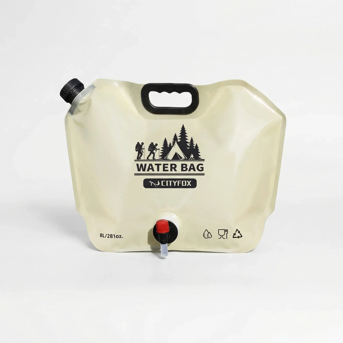 Collapsible water container 8 litres with tap outlet for camping