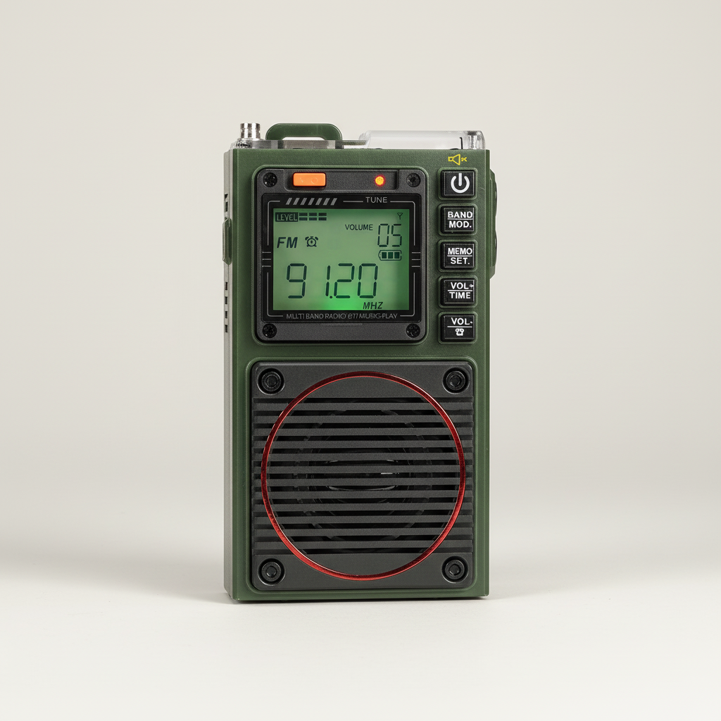 Portable multiband radio with AM FM shortwave reception and rechargeable battery