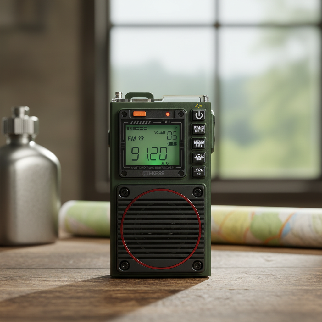 Portable multiband radio with AM FM shortwave reception and rechargeable battery