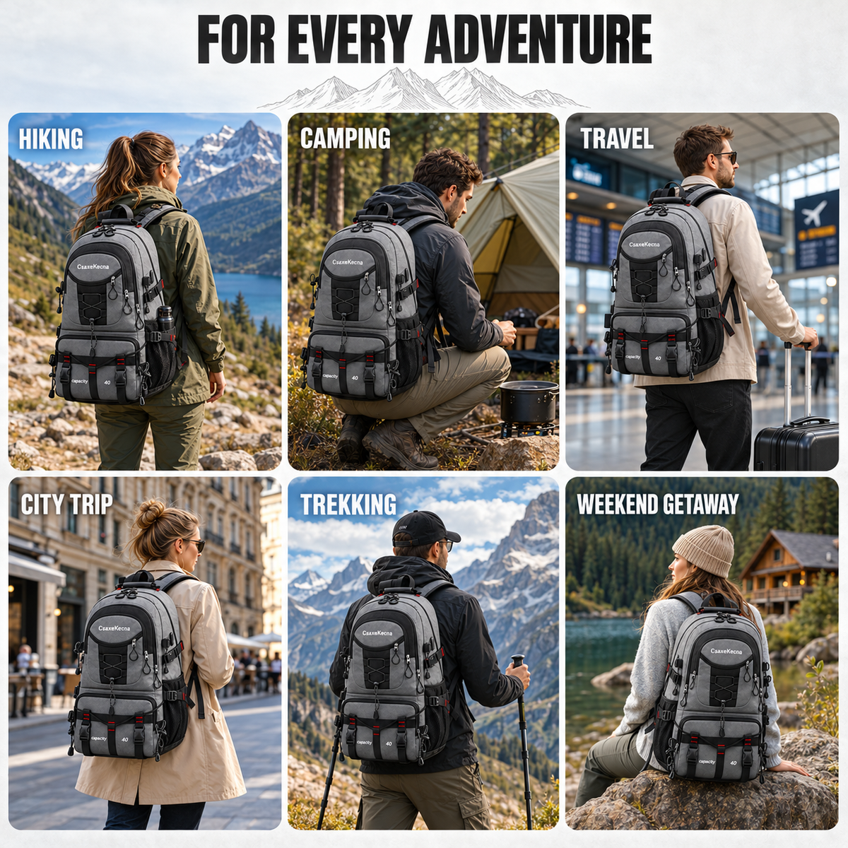 Thrives Outdoor | BergTrail Pro 40L Hiking Backpack with USB Charging