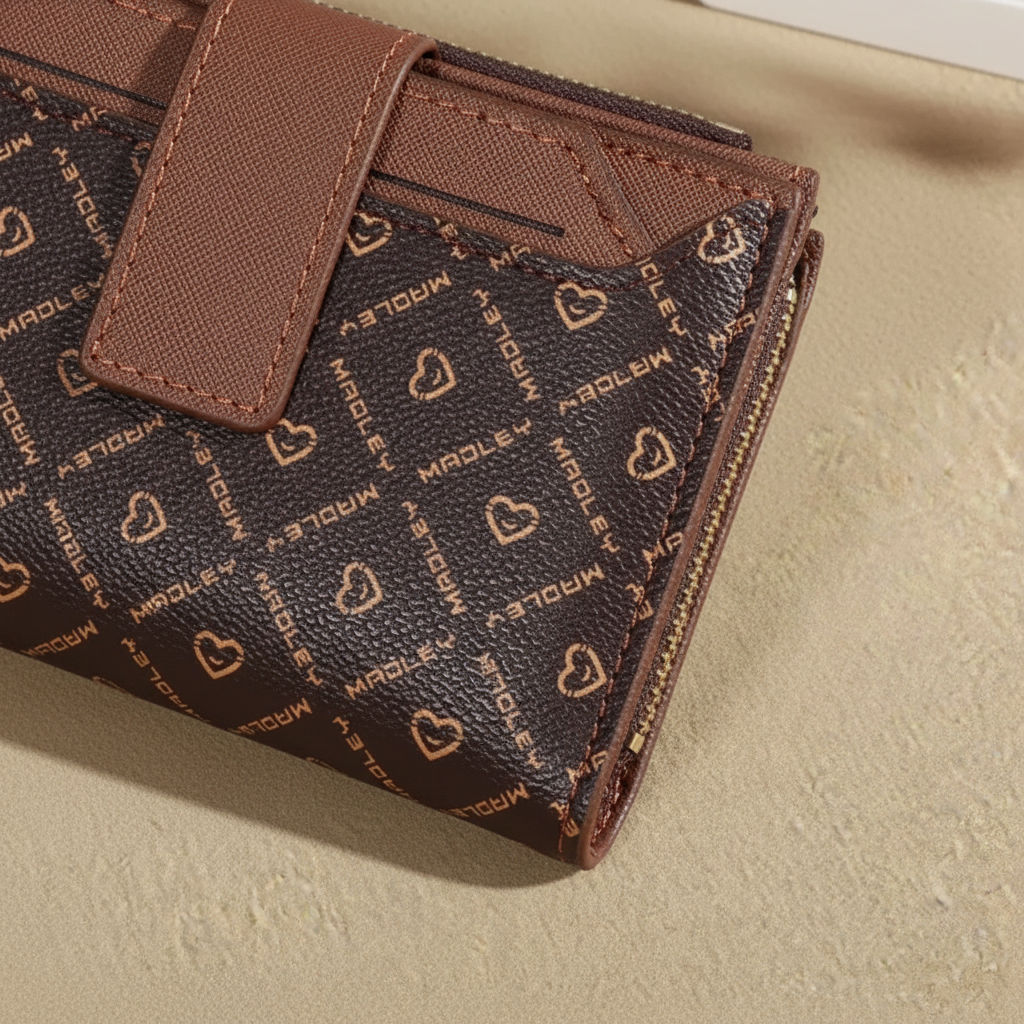 Compact bifold wallet with card slots and zip coin pocket