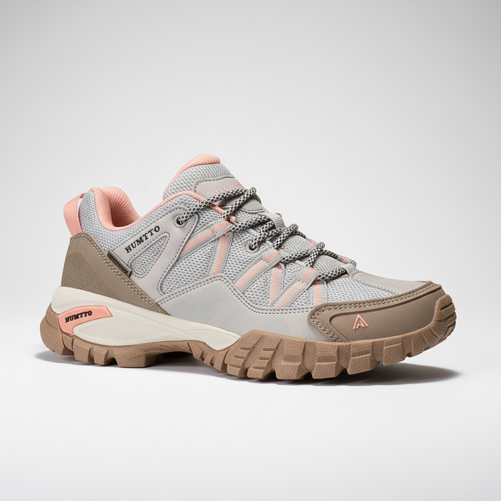 Breathable hiking shoes with air mesh upper and grippy rubber outsole