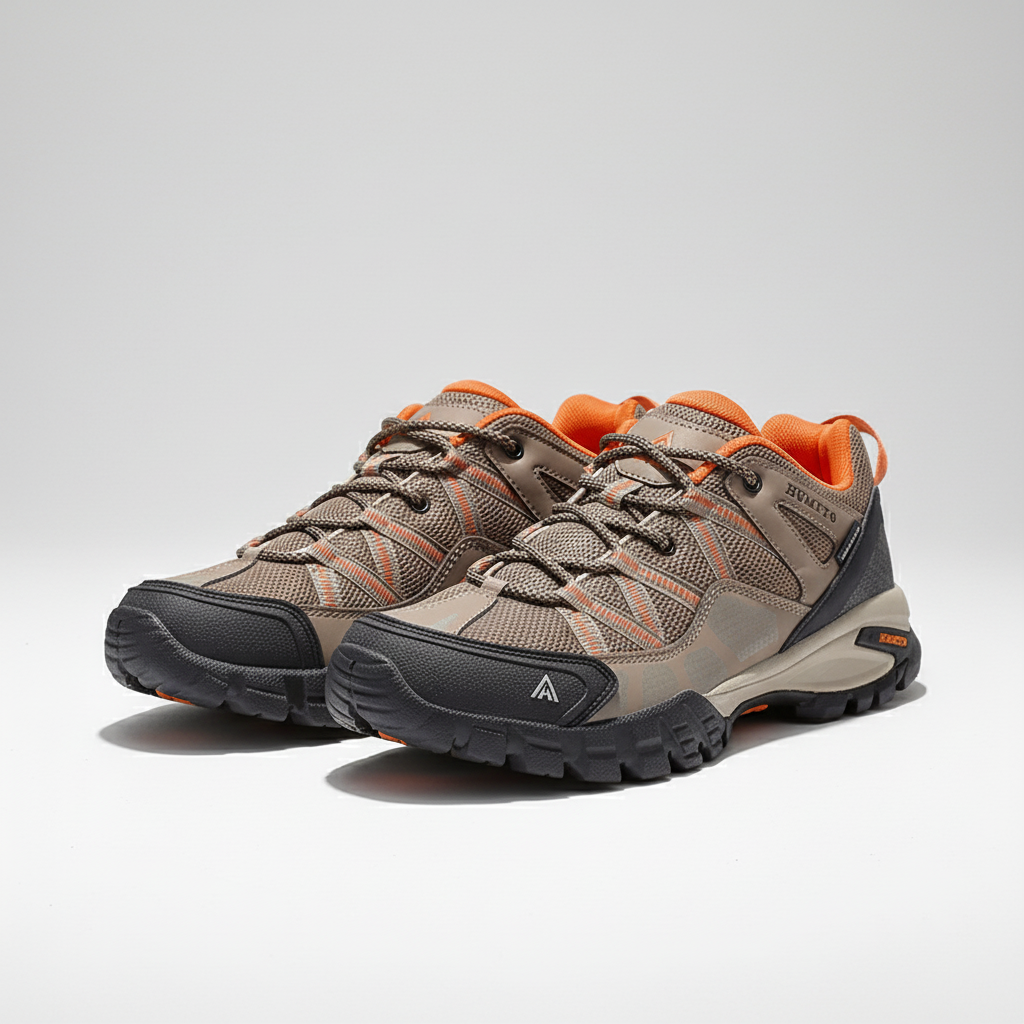 Breathable hiking shoes with air mesh upper and grippy rubber outsole