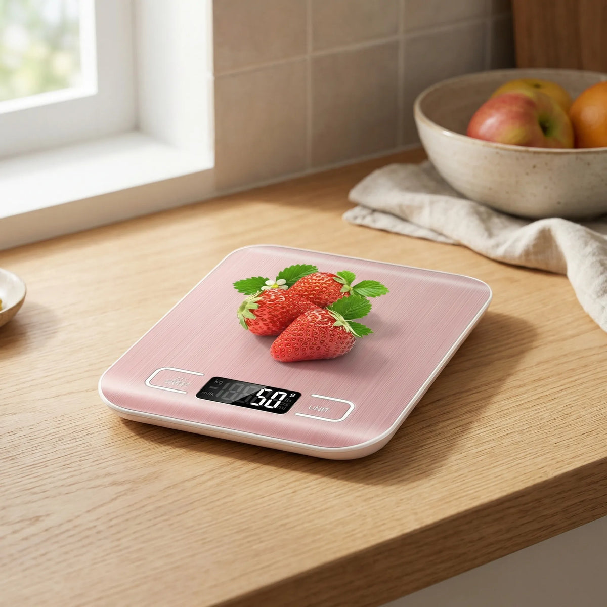 Digital kitchen scales stainless steel compact tare function