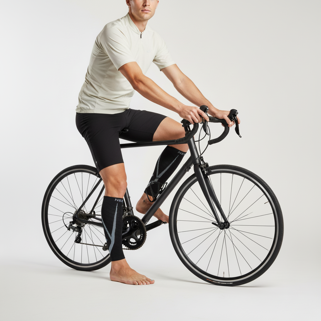 Footless calf compression sleeves with breathable polyester and non-slip design