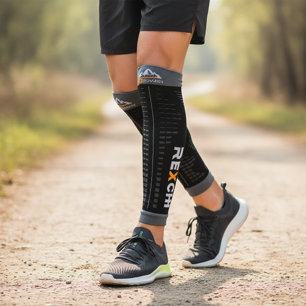 Calf compression sleeve with graduated compression and breathable fabric