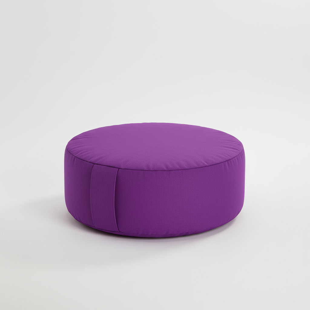 Round meditation cushion with hip elevation support and carry handle
