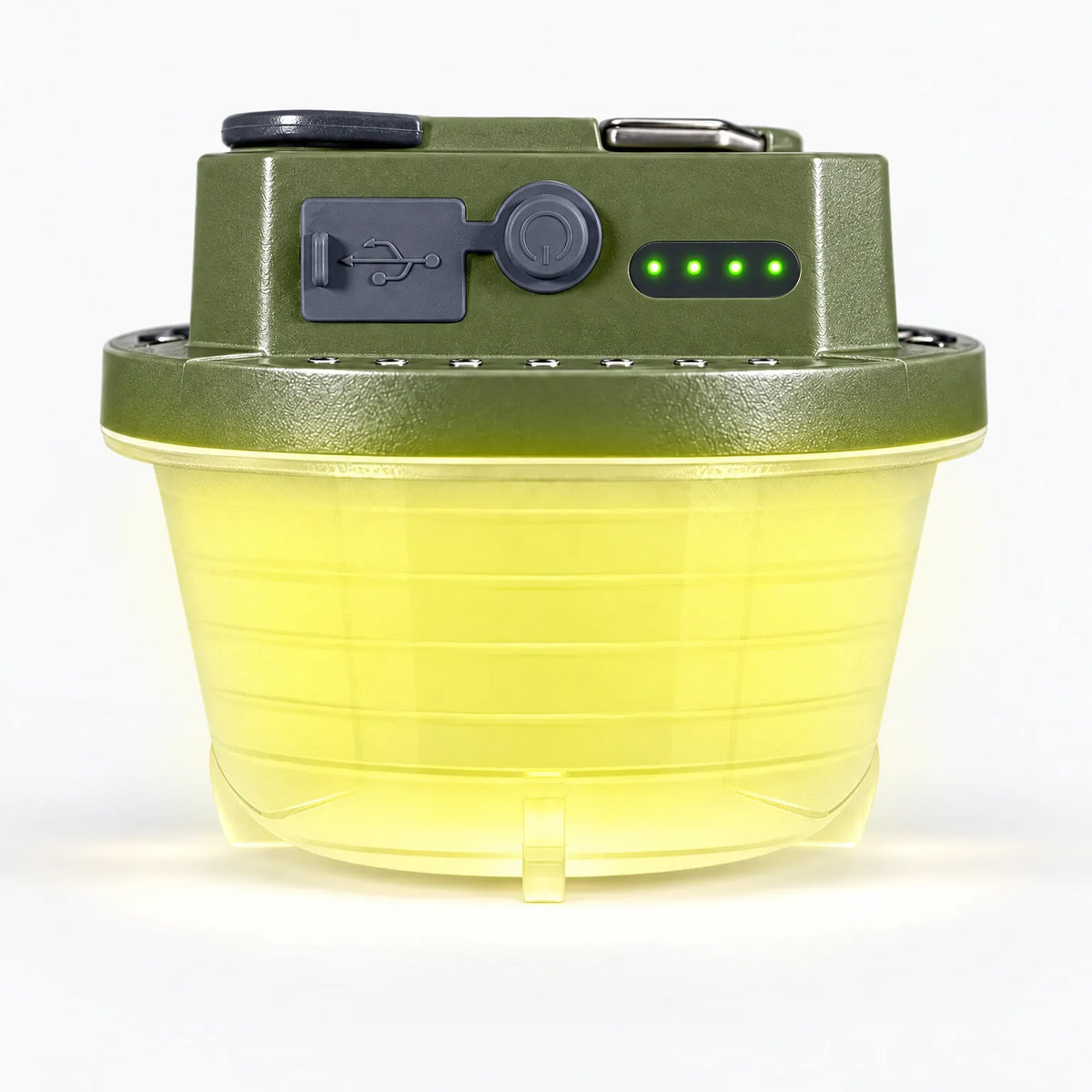Rechargeable camping lantern with LED light, magnetic base and hanging hook