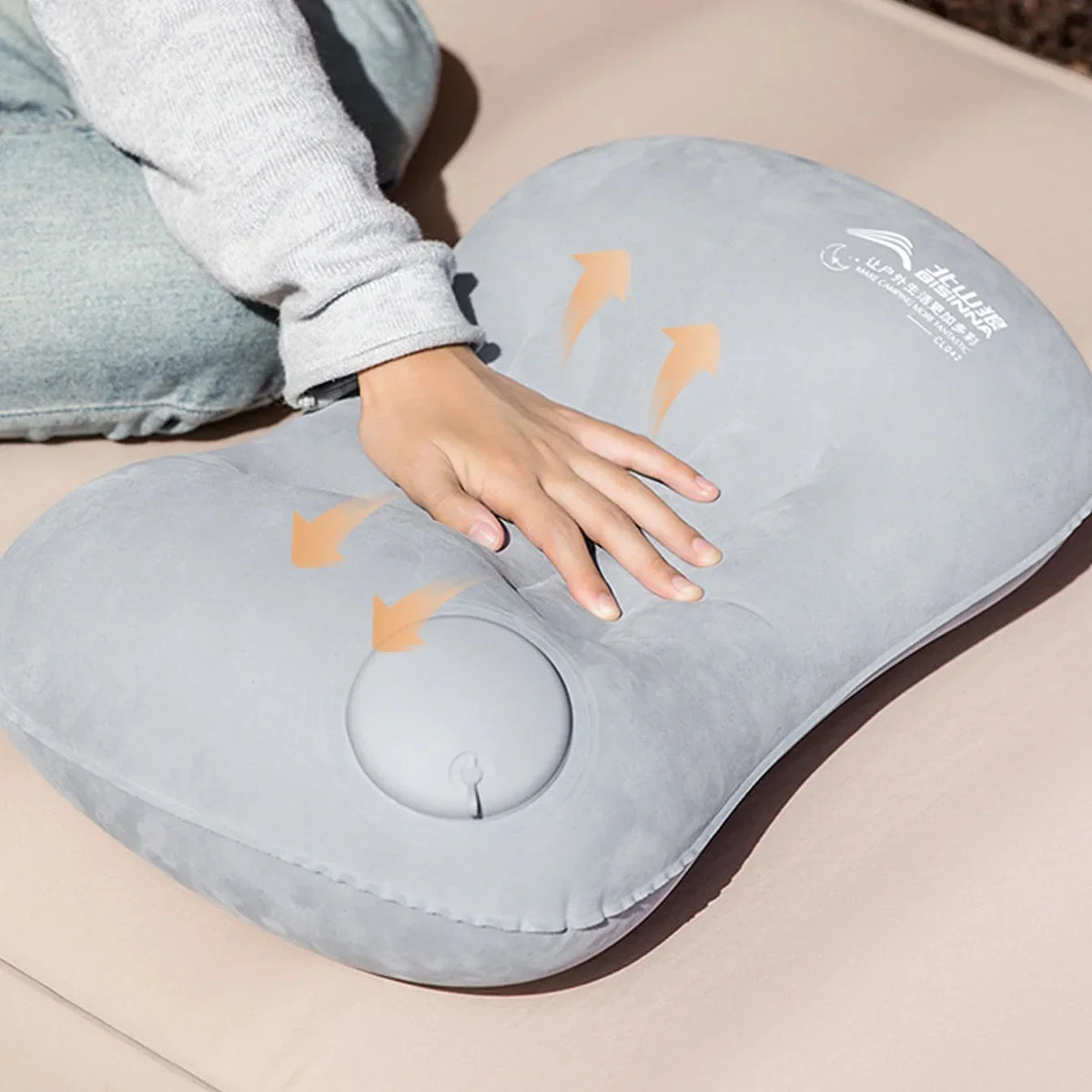 Inflatable camping pillow with contoured neck and lower back support