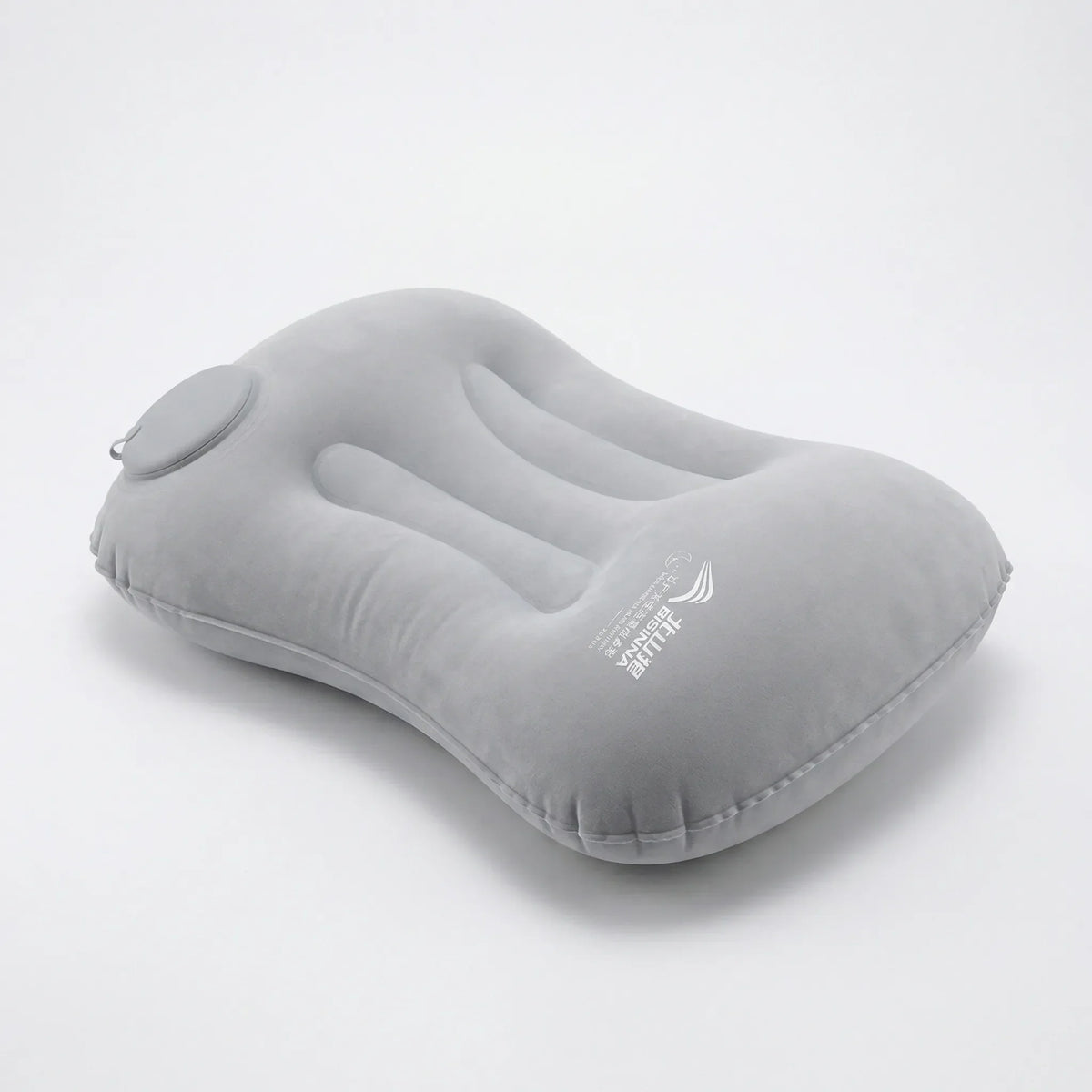 Inflatable camping pillow with contoured neck and lower back support