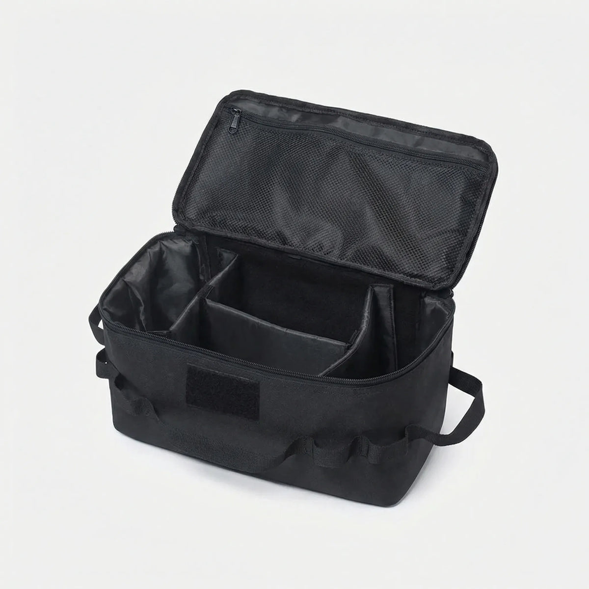 Large camping storage bag for canisters and cookware with reinforced handles