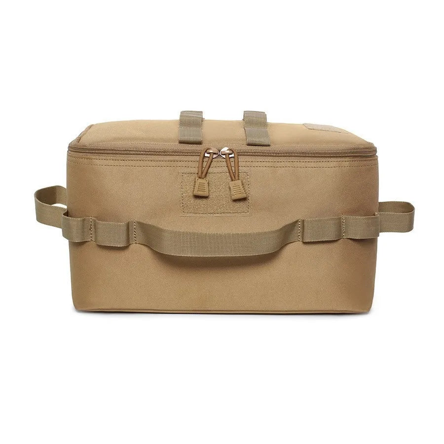 Large camping storage bag for canisters and cookware with reinforced handles