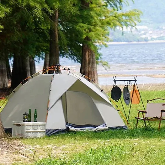 Automatic pop-up camping tent with double-layer sunshade for 3-4 people