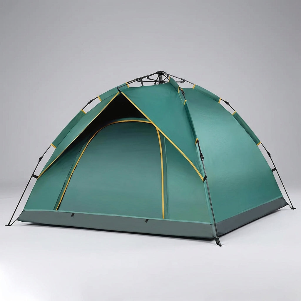 Automatic pop-up camping tent with double-layer sunshade for 3-4 people