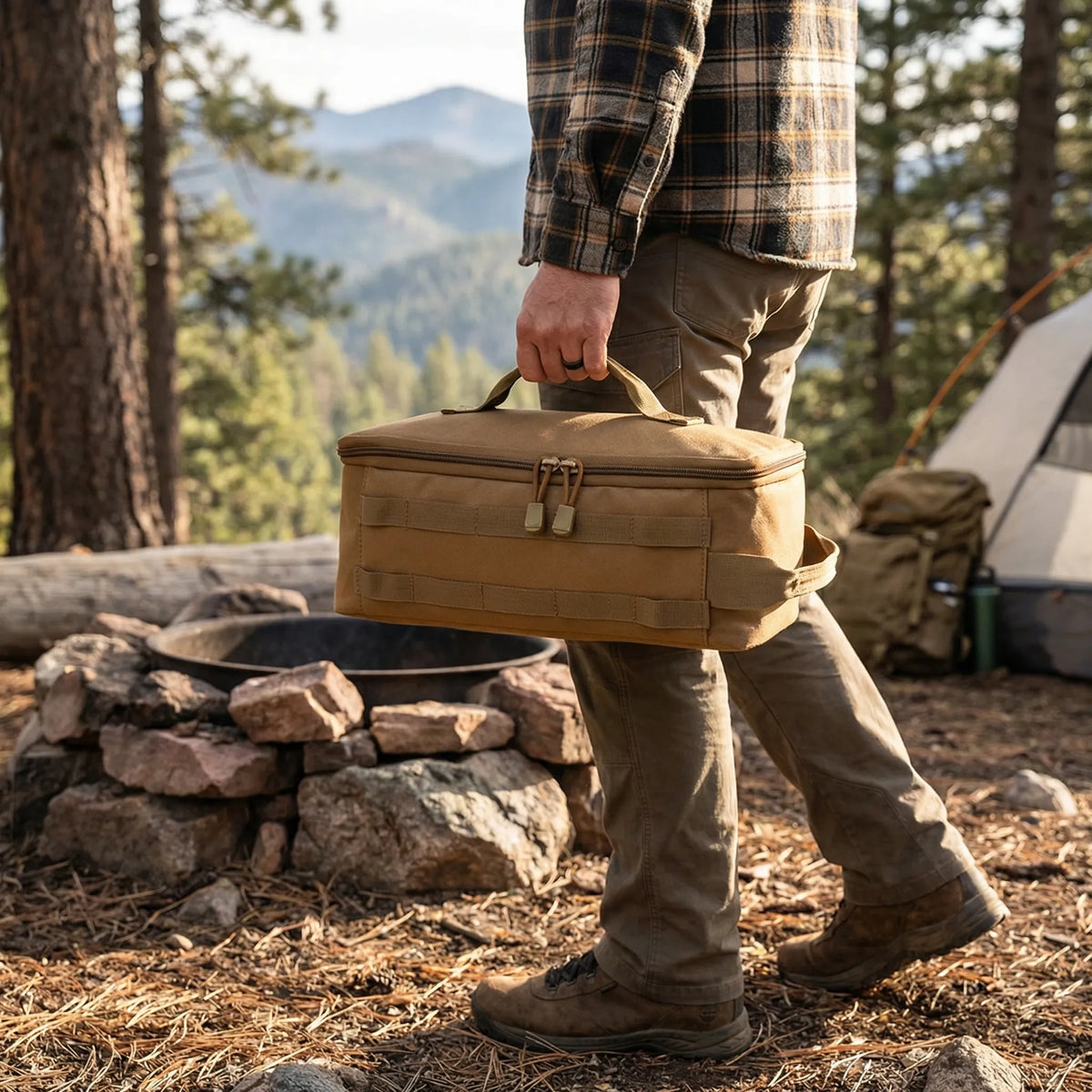 Large rectangular carry bag for camping gas canisters and stoves