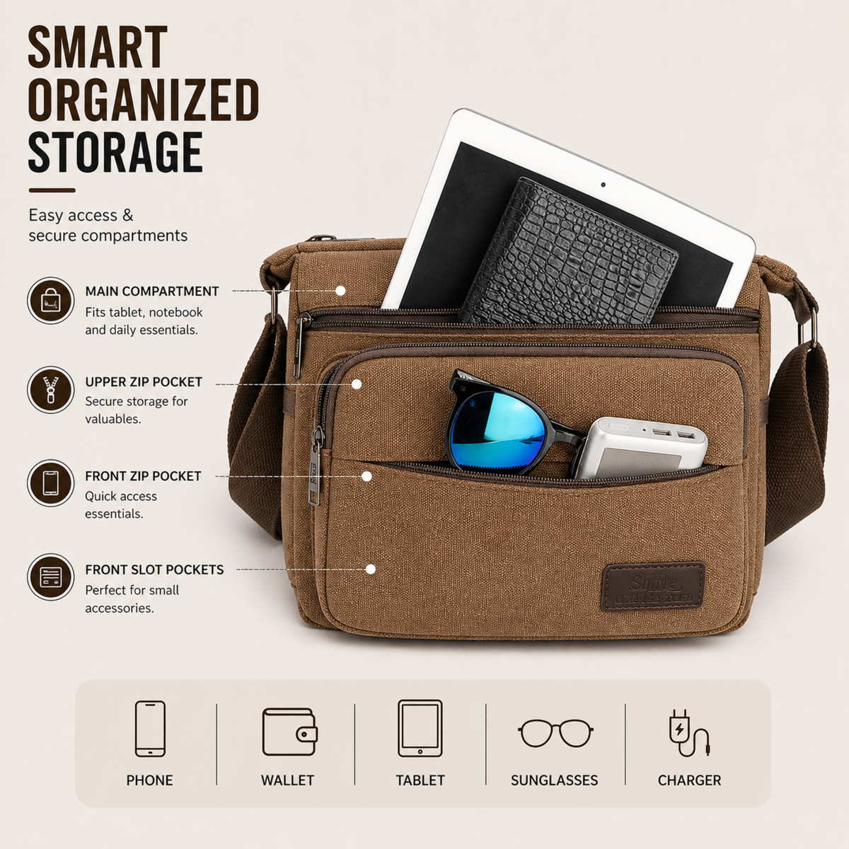 Thrives Outdoor | Canvas Crossbody Messenger Bag