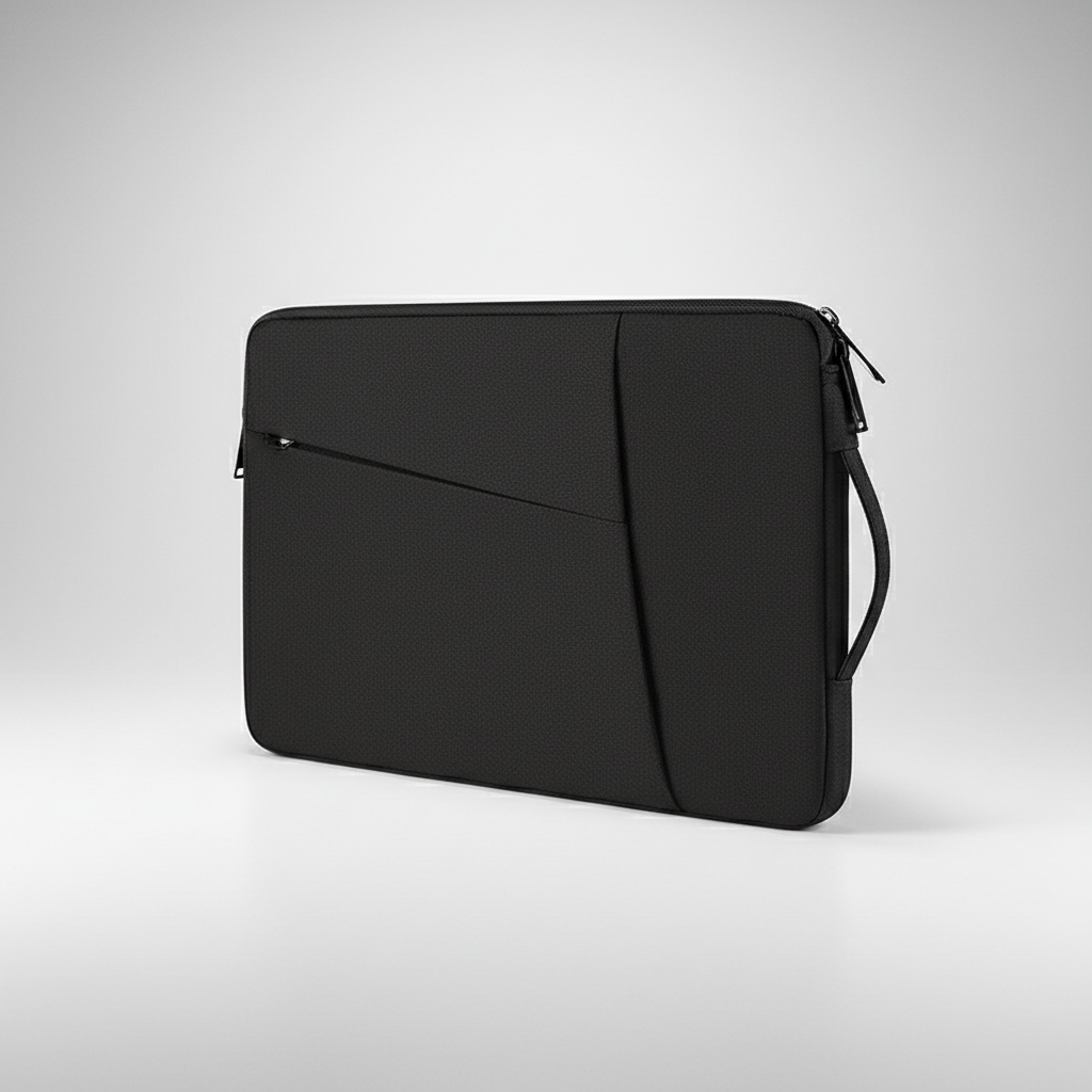 Water-resistant canvas laptop sleeve with padded interior and front pocket