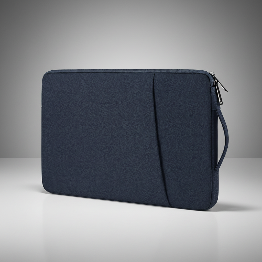 Water-resistant canvas laptop sleeve with padded interior and front pocket