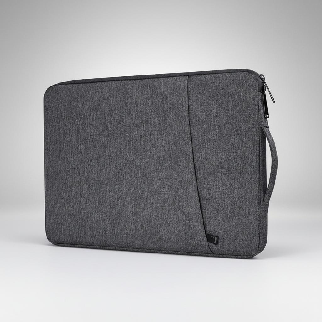 Water-resistant canvas laptop sleeve with padded interior and front pocket