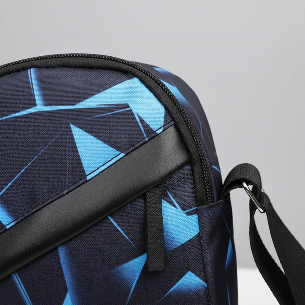 Compact nylon chest bag with adjustable strap and zip closure