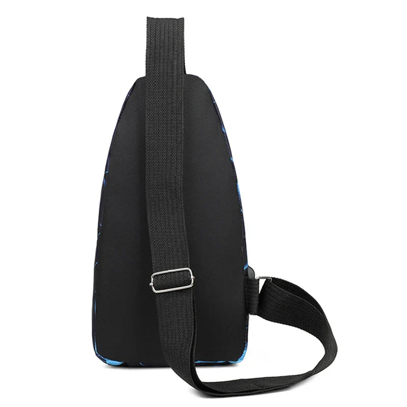 Compact nylon chest bag with adjustable strap and zip closure