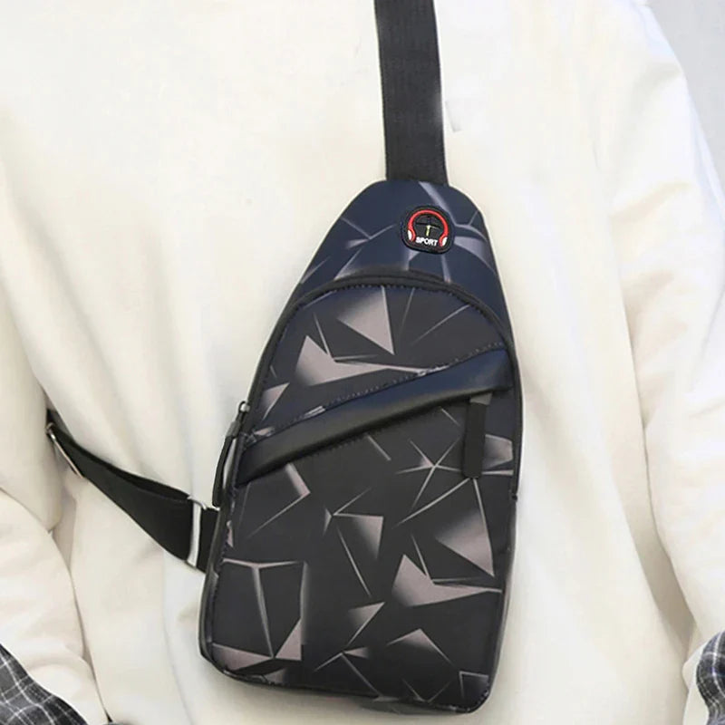 Compact nylon chest bag with adjustable strap and zip closure