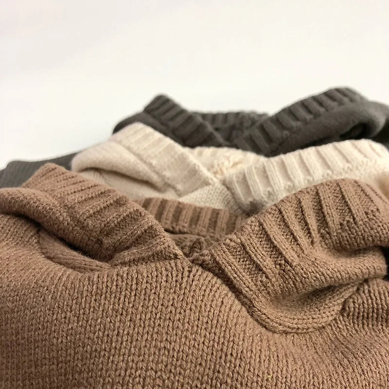 Kids hooded knit jumper with front pocket relaxed fit warm