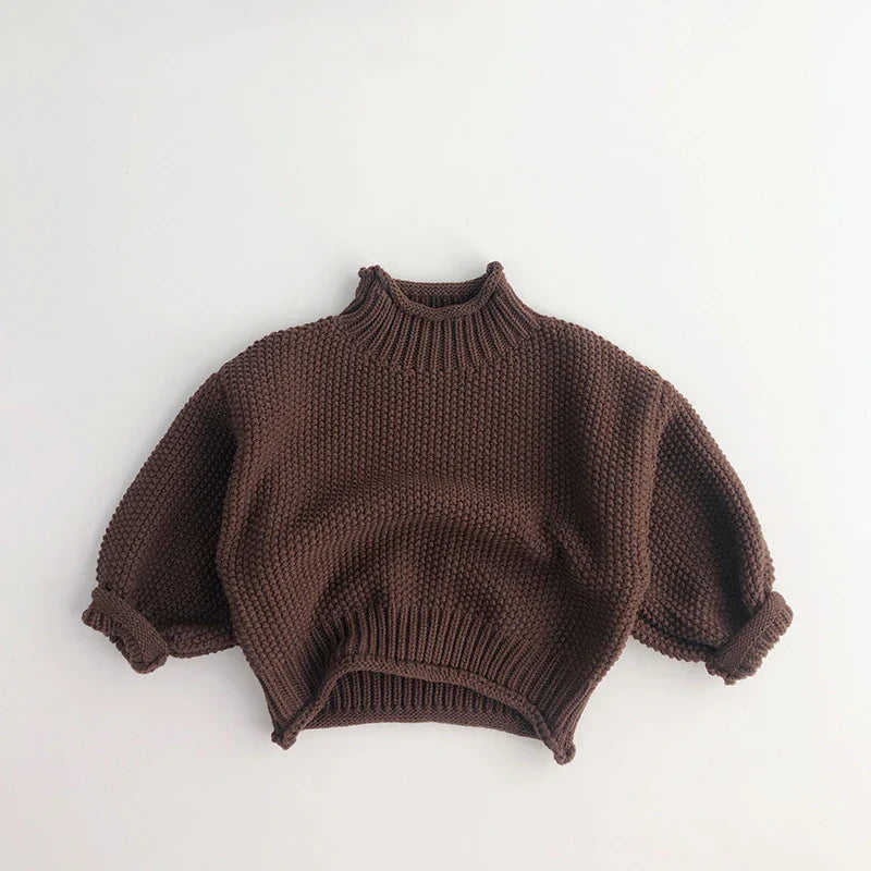 Kids ribbed turtleneck sweater with soft cotton blend in vintage knit style