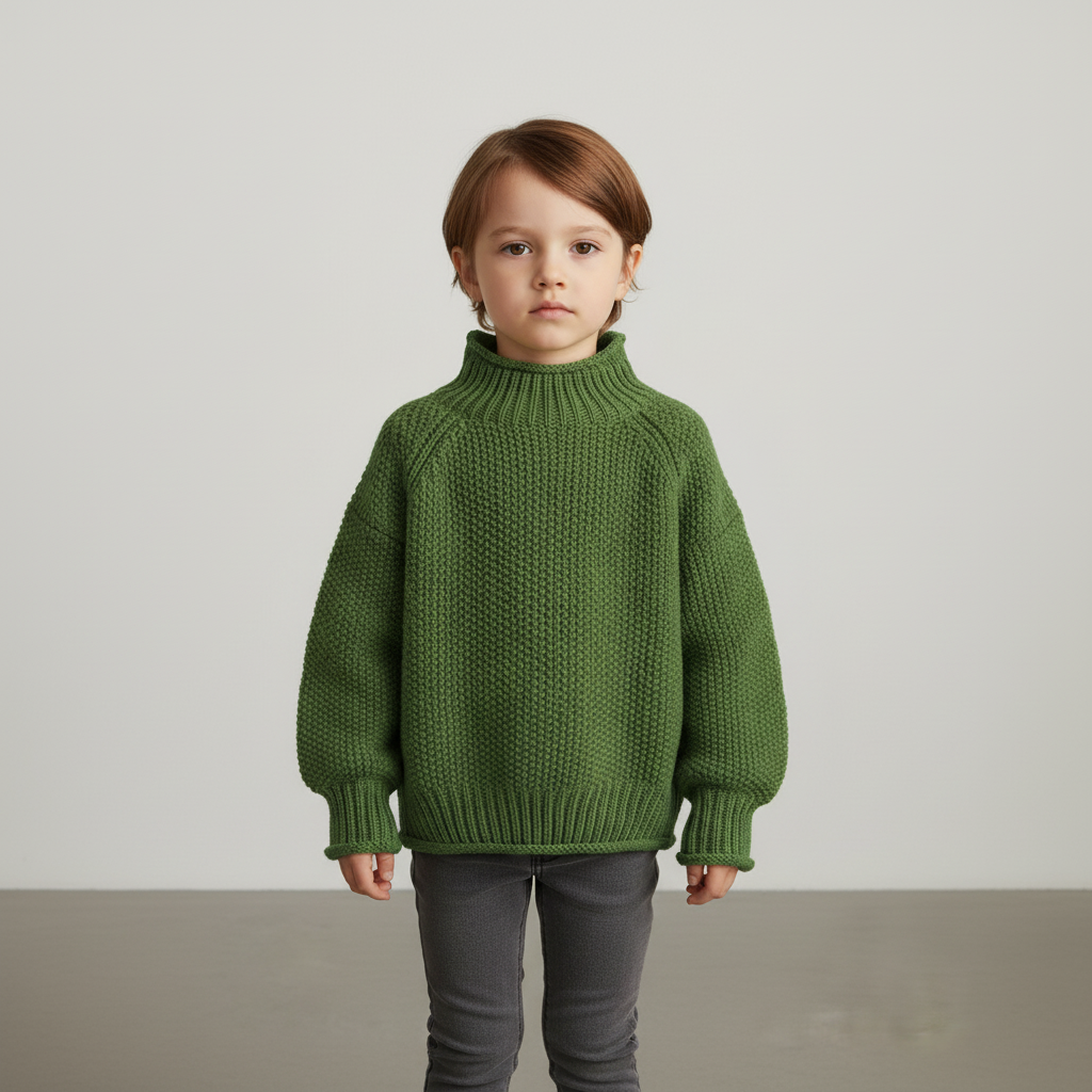 Kids ribbed turtleneck sweater with soft cotton blend in vintage knit style