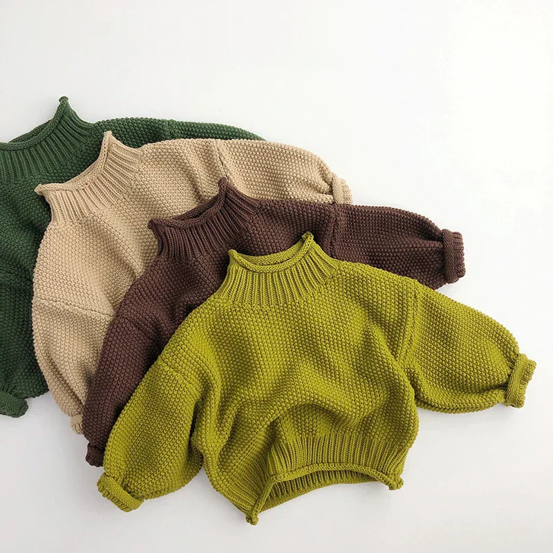 Kids ribbed turtleneck sweater with soft cotton blend in vintage knit style