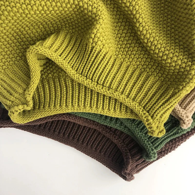 Kids ribbed turtleneck sweater with soft cotton blend in vintage knit style