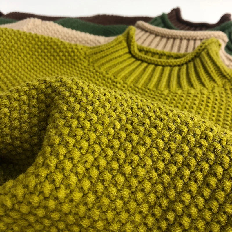 Kids ribbed turtleneck sweater with soft cotton blend in vintage knit style