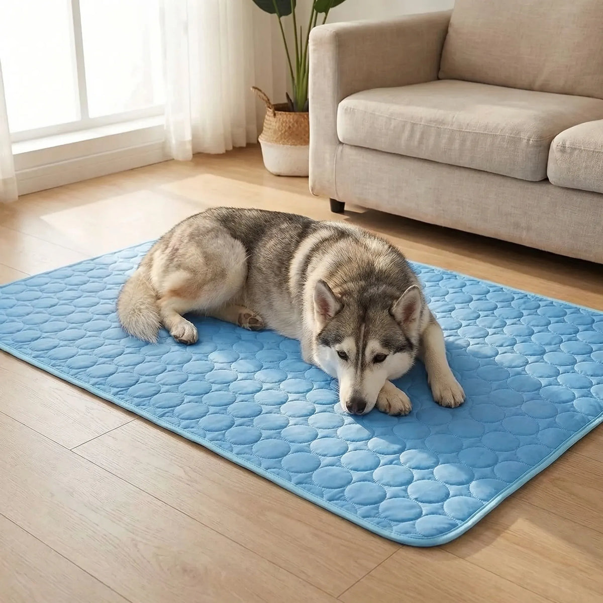 Quilted cooling mat for pets with breathable pebble-pattern surface