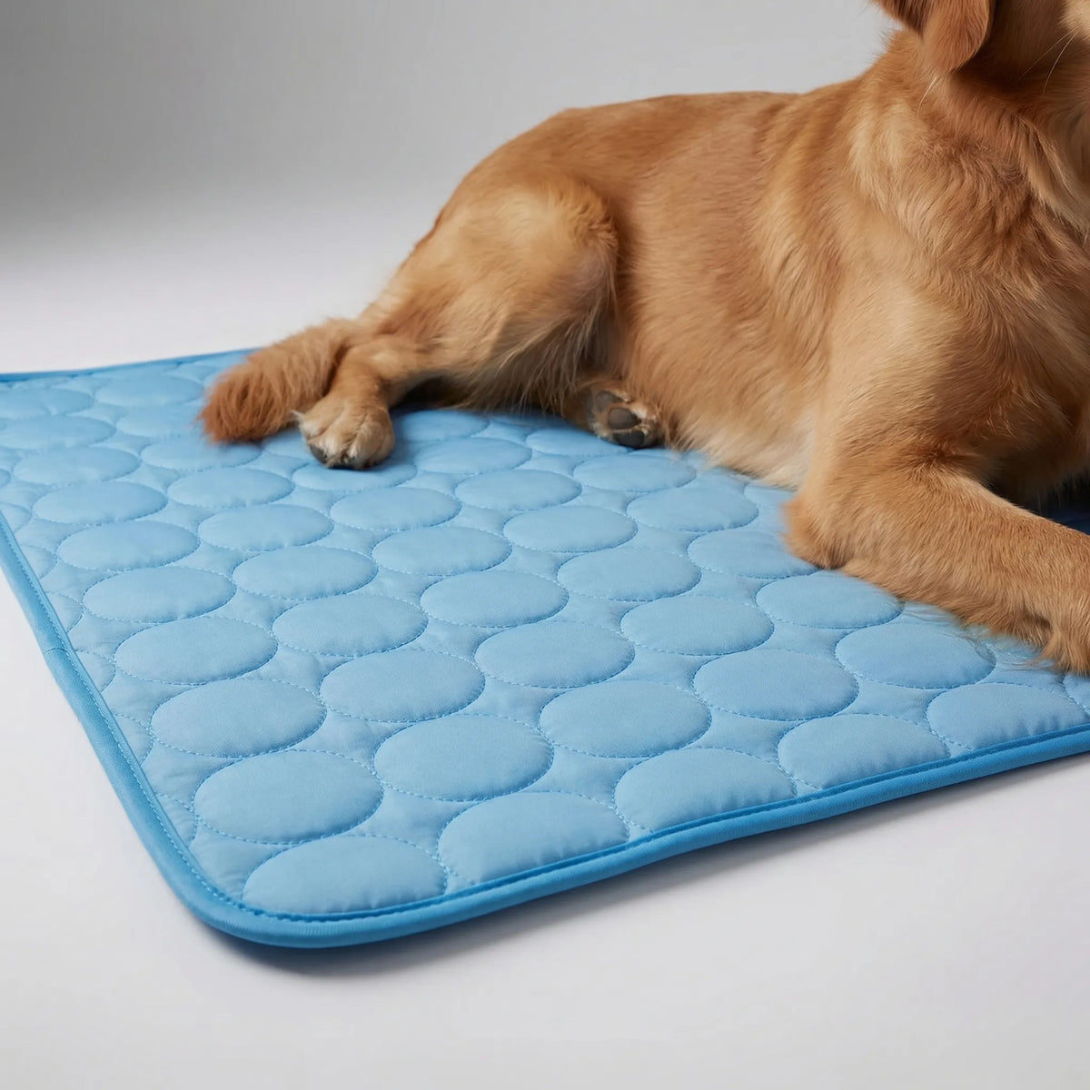 Quilted cooling mat for pets with breathable pebble-pattern surface