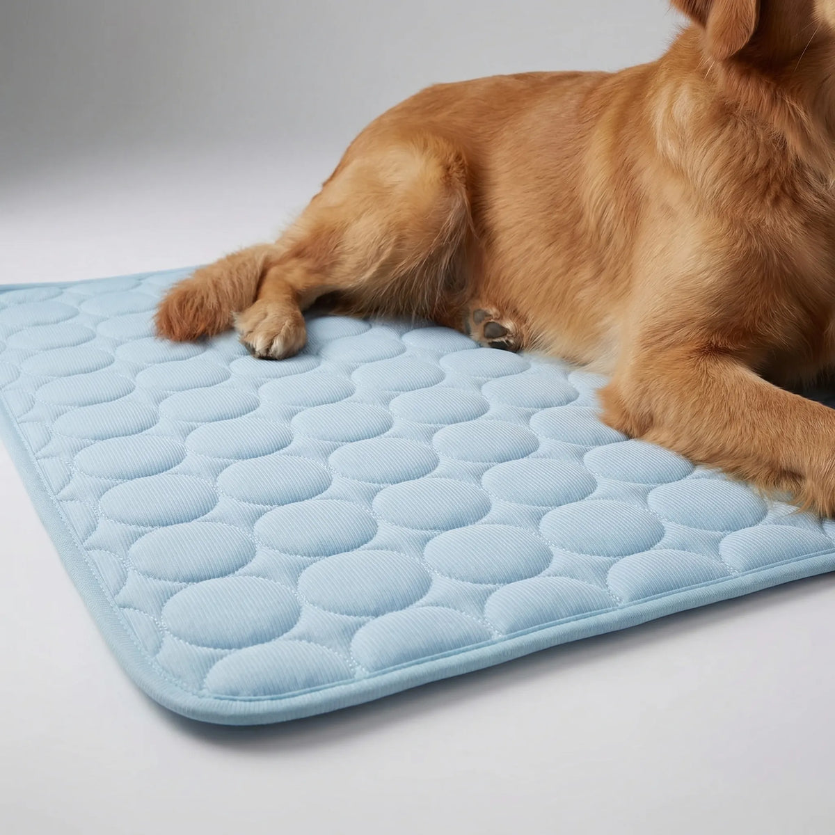 Quilted cooling mat for pets with breathable pebble-pattern surface
