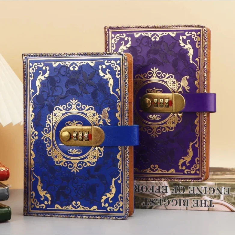 A5 vintage journal with combination lock secure closure