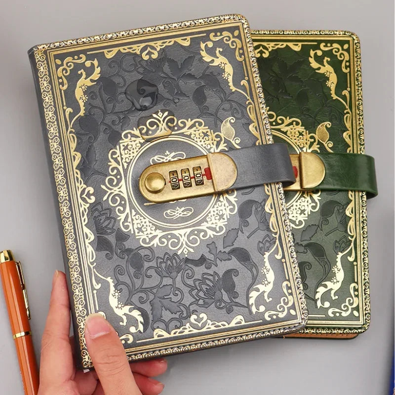 A5 vintage journal with combination lock secure closure