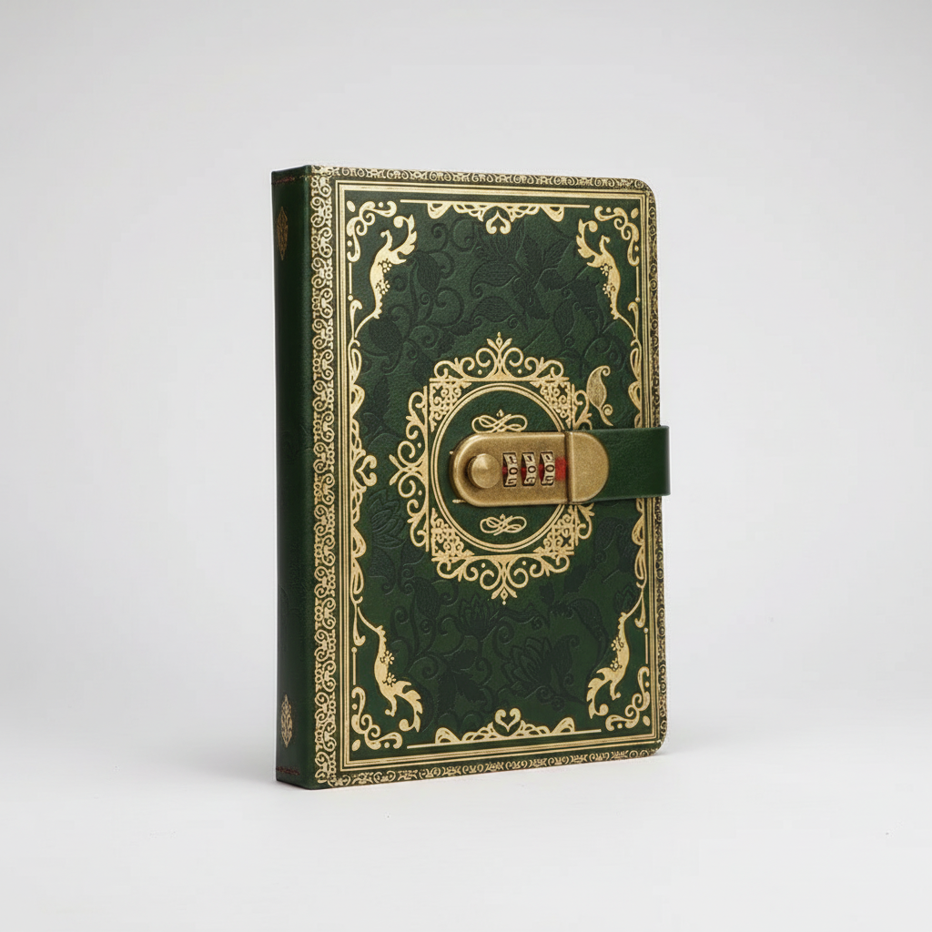 A5 vintage journal with combination lock secure closure
