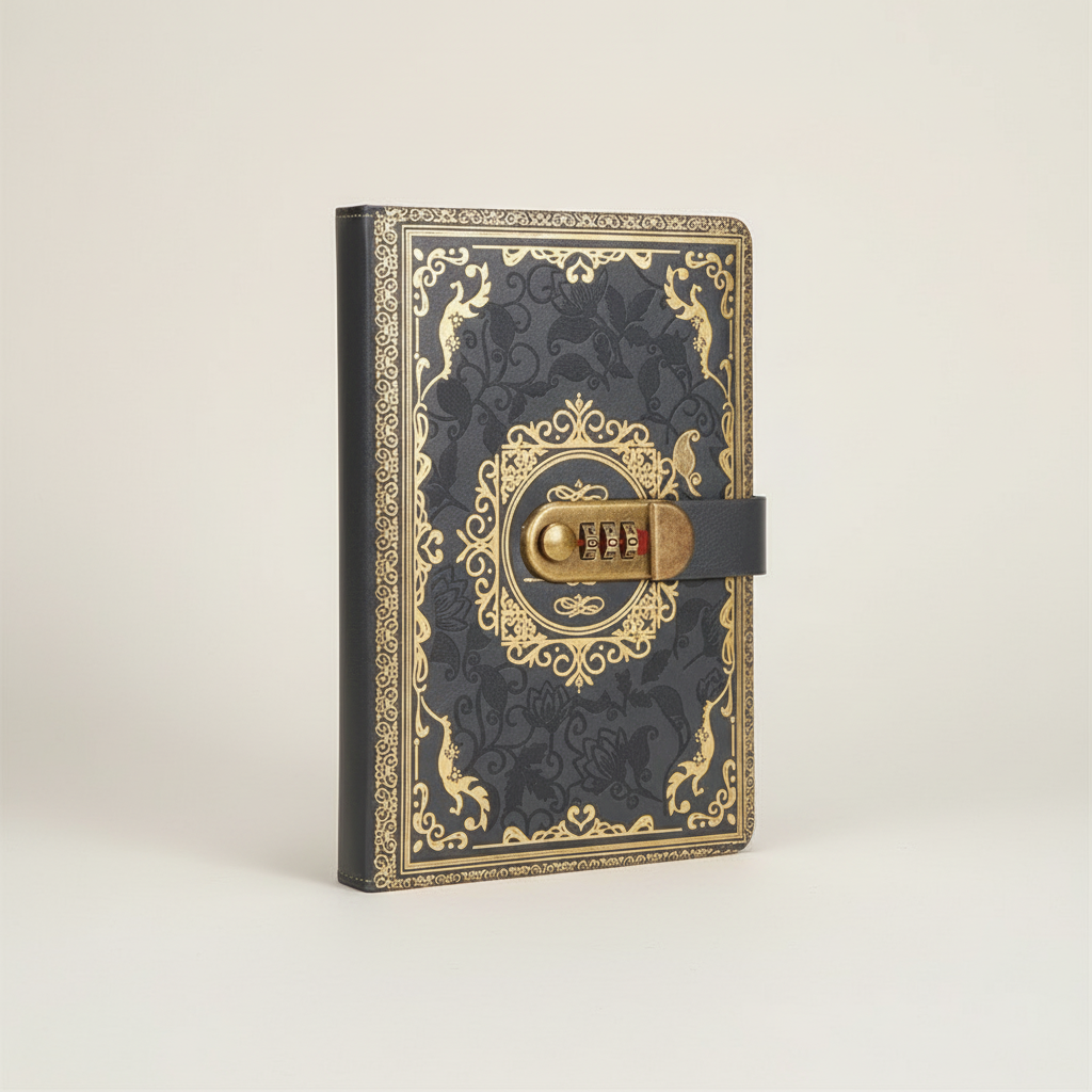 A5 vintage journal with combination lock secure closure